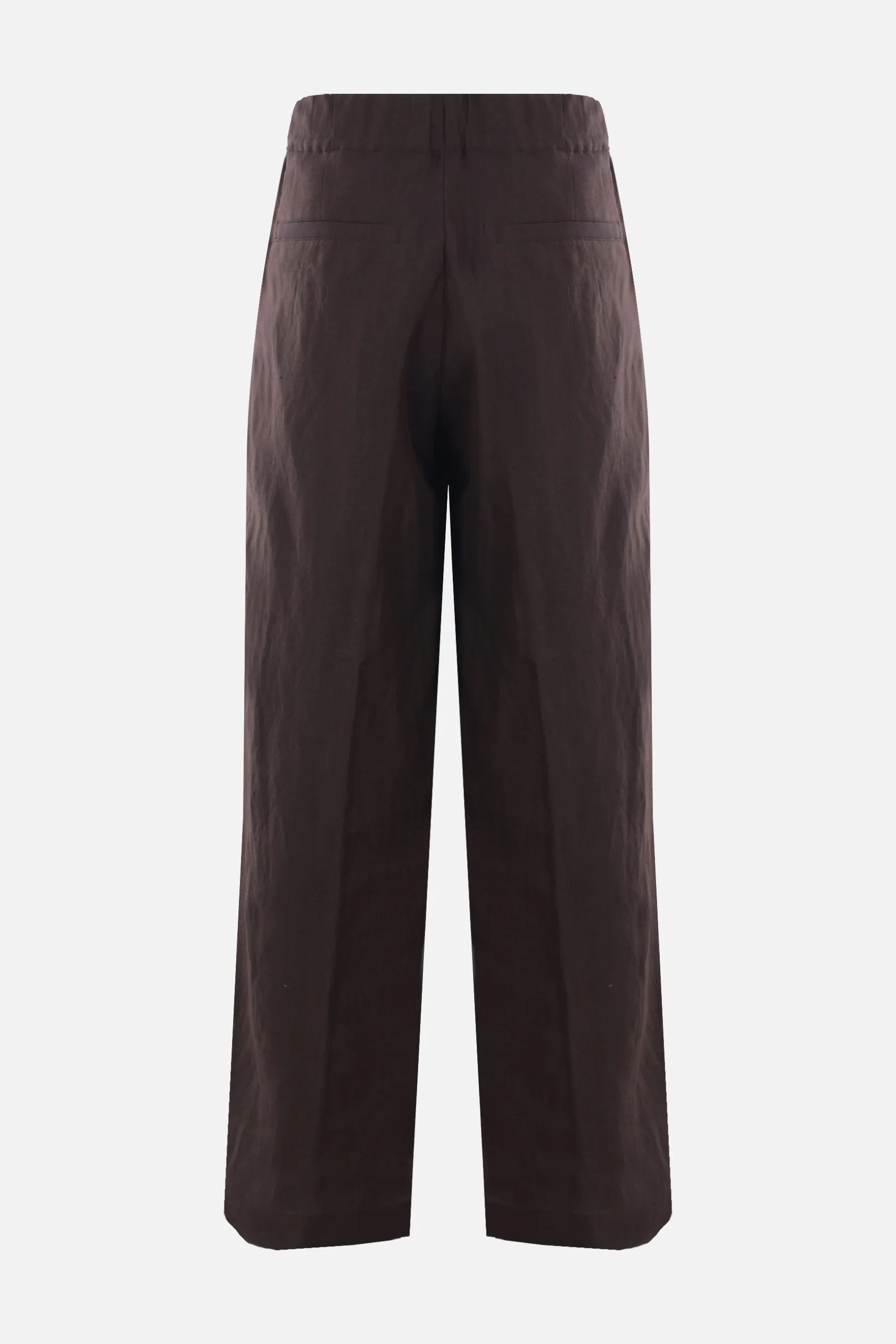 Pantaloni>DRIES VAN NOTEN pantalone a gamba ampia Pilan in lino e lana Marrone