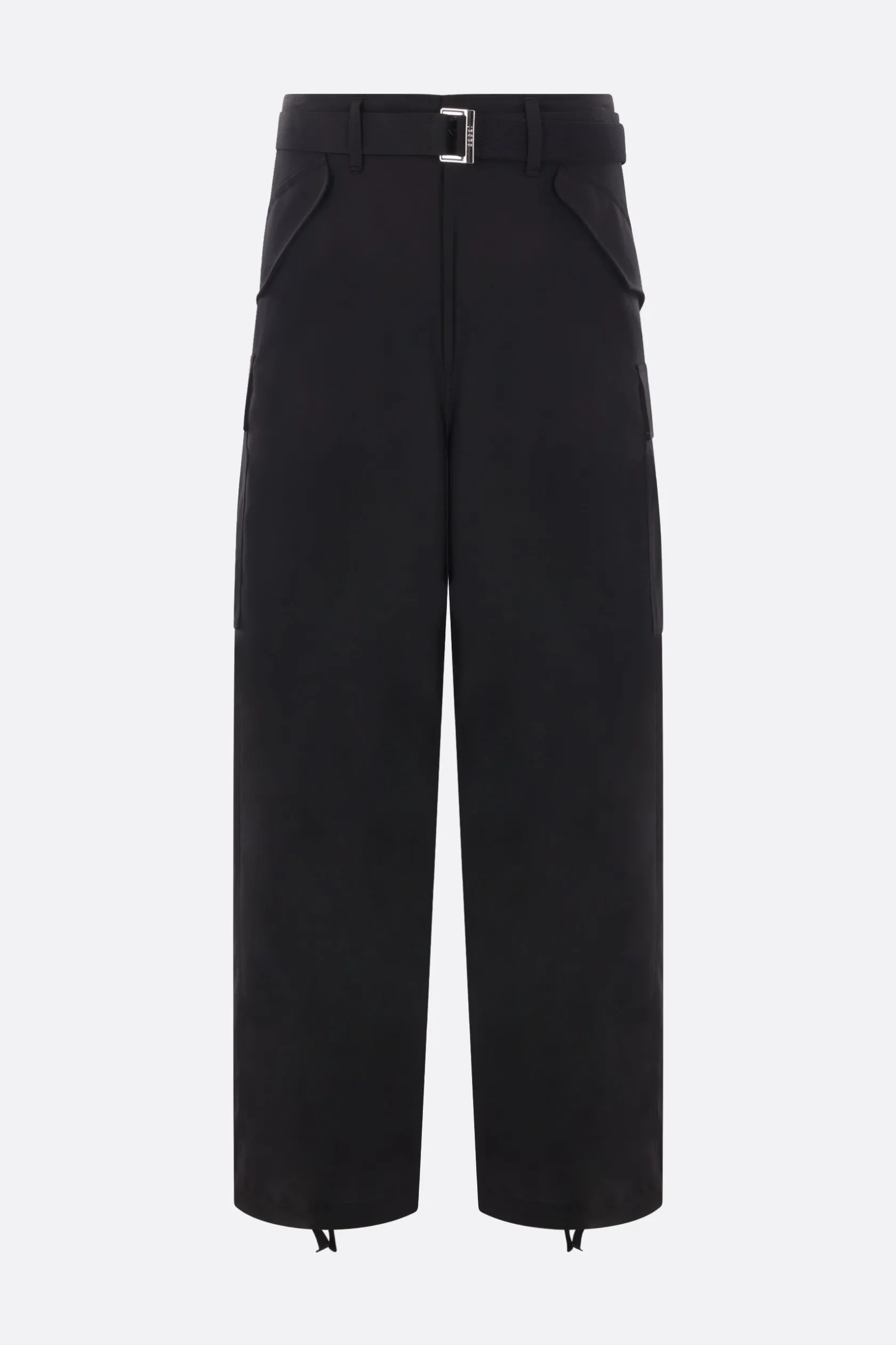 Pantaloni>SACAI pantalone cargo in misto lana con cintura Nero