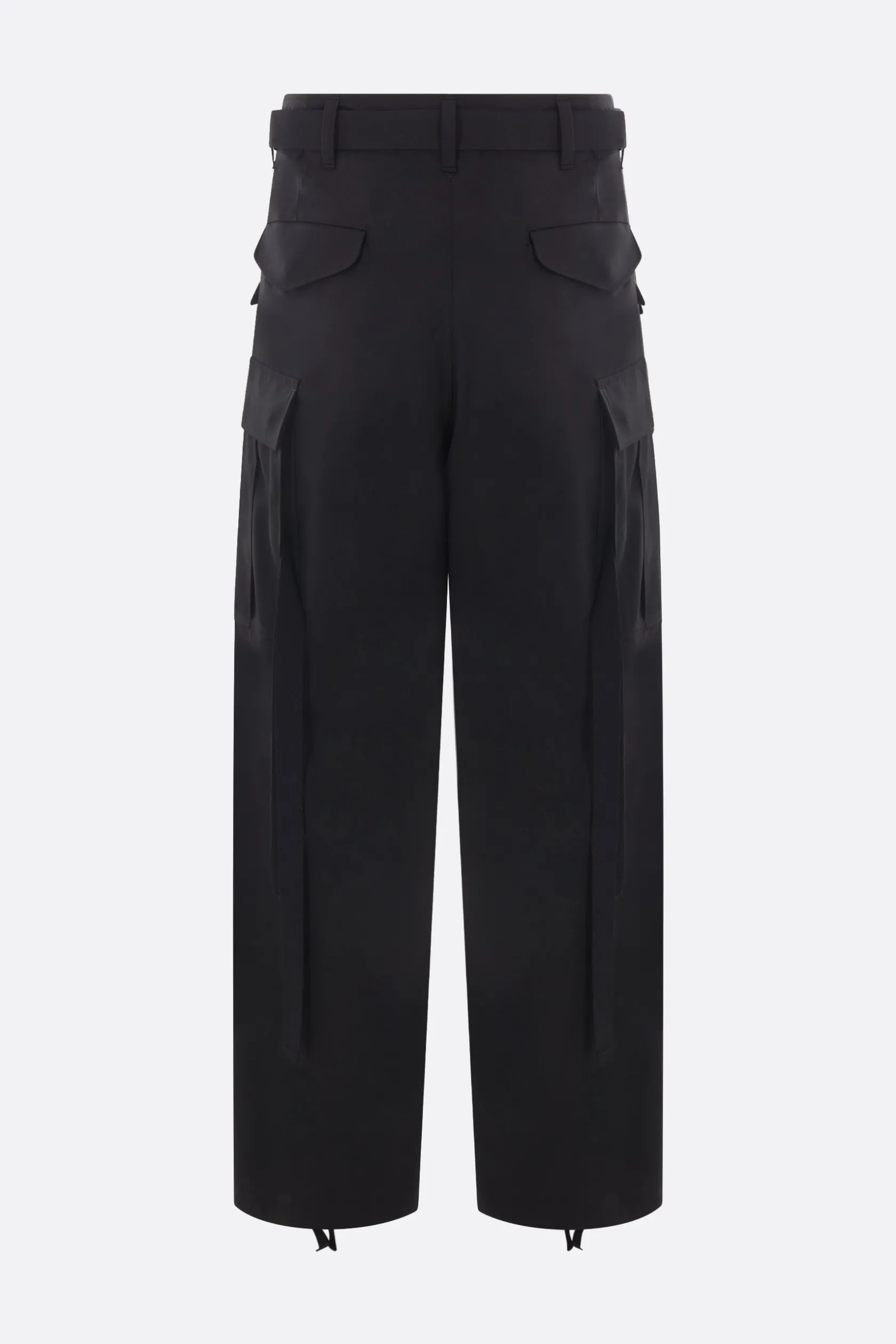 Pantaloni>SACAI pantalone cargo in misto lana con cintura Nero