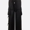 Pantaloni>ANN DEMEULEMEESTER pantalone cargo in raso Nero