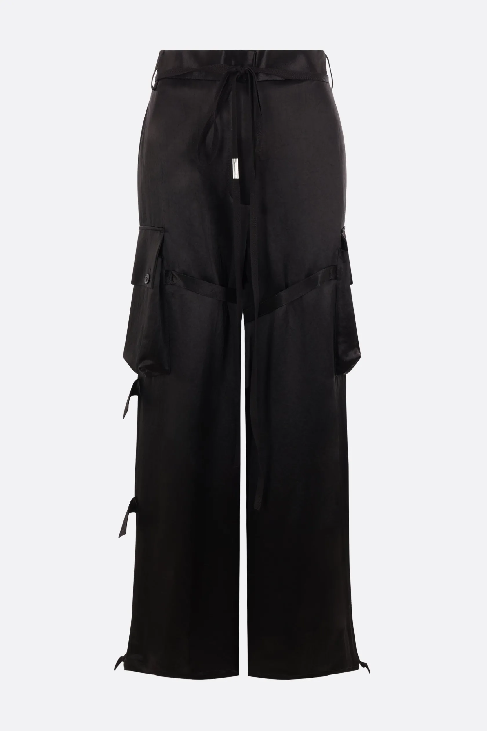 Pantaloni>ANN DEMEULEMEESTER pantalone cargo in raso Nero