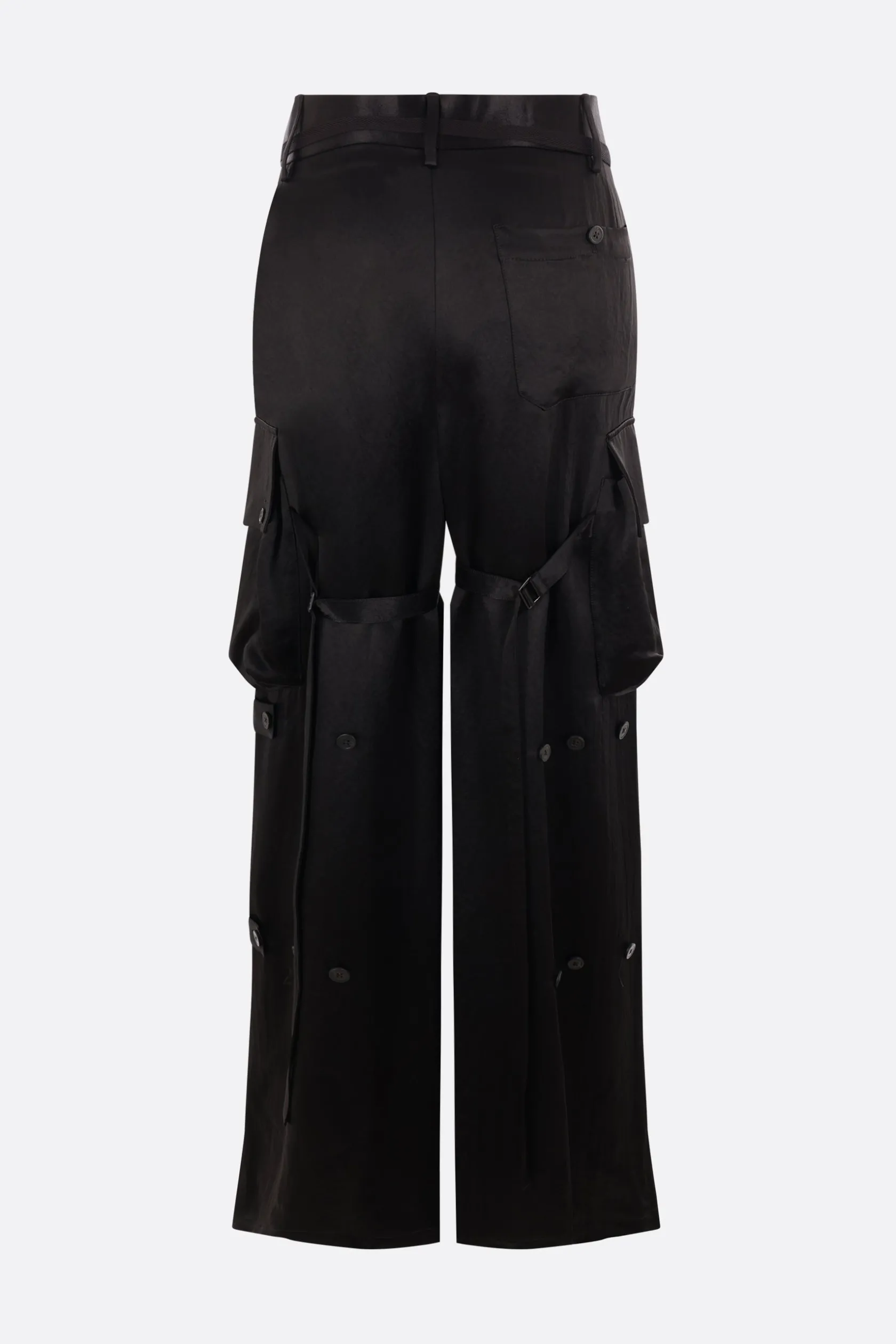 Pantaloni>ANN DEMEULEMEESTER pantalone cargo in raso Nero