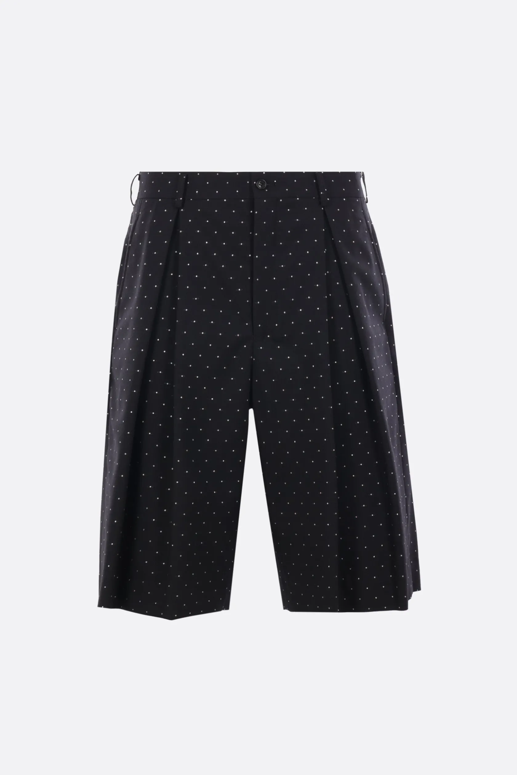 Pantaloni>COMME DES GARÇONS HOMME PLUS pantalone corto in lana a pois Nero