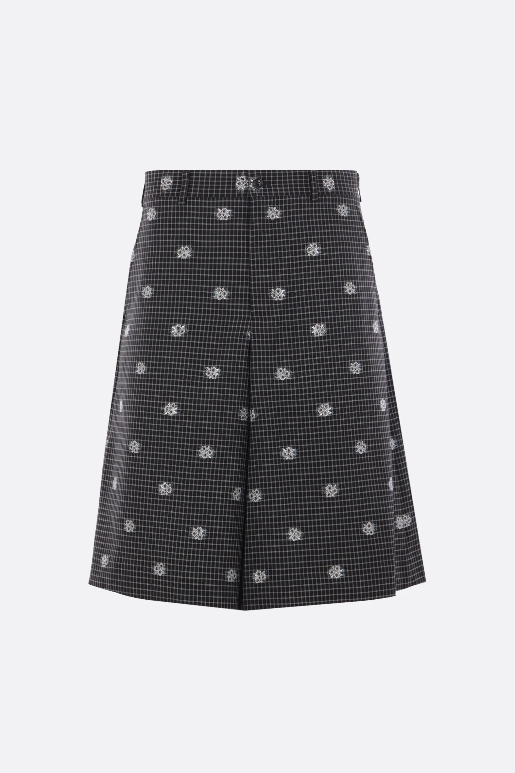 Pantaloni>COMME DES GARÇONS HOMME PLUS pantalone corto in lana e cotone check Nero