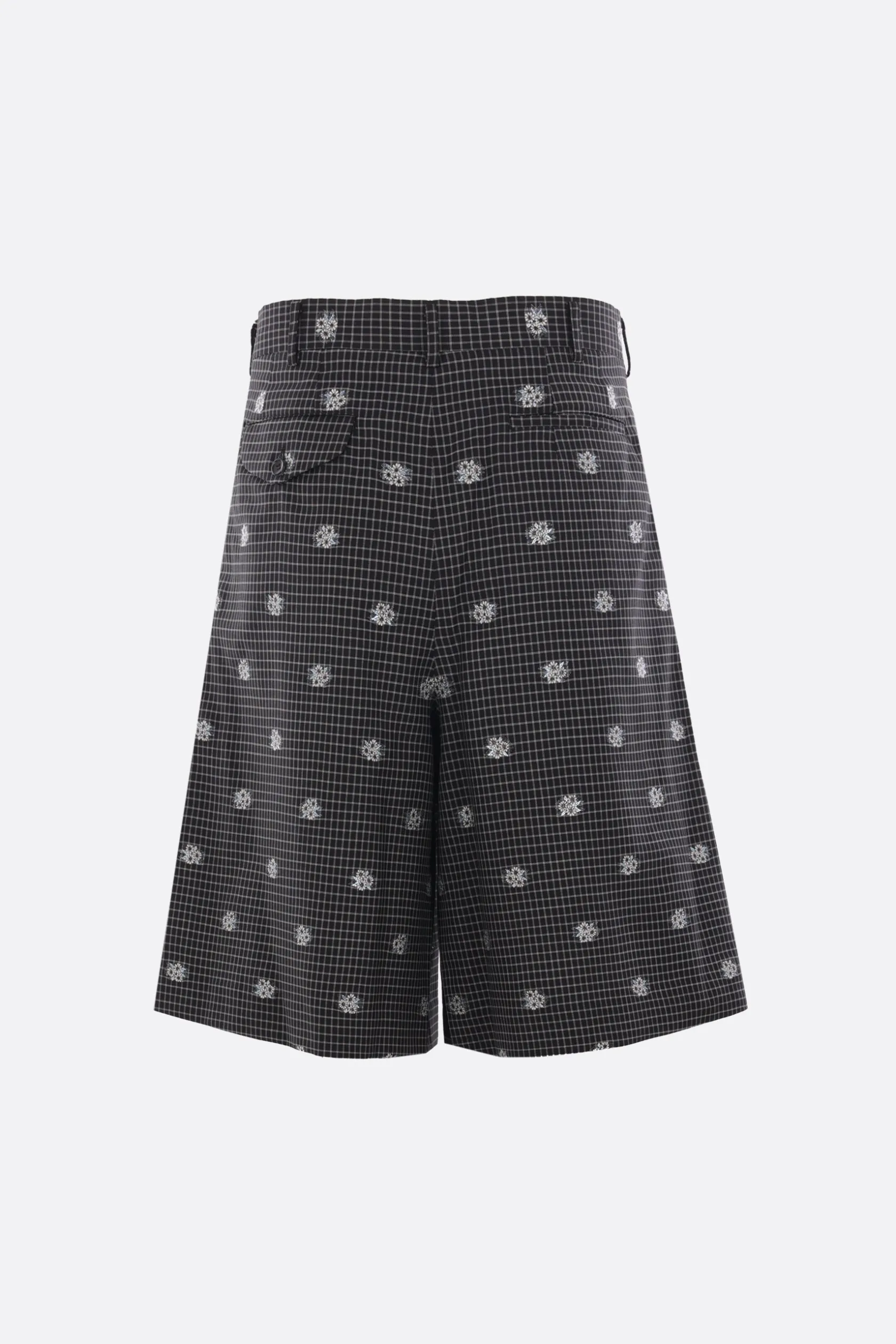Pantaloni>COMME DES GARÇONS HOMME PLUS pantalone corto in lana e cotone check Nero