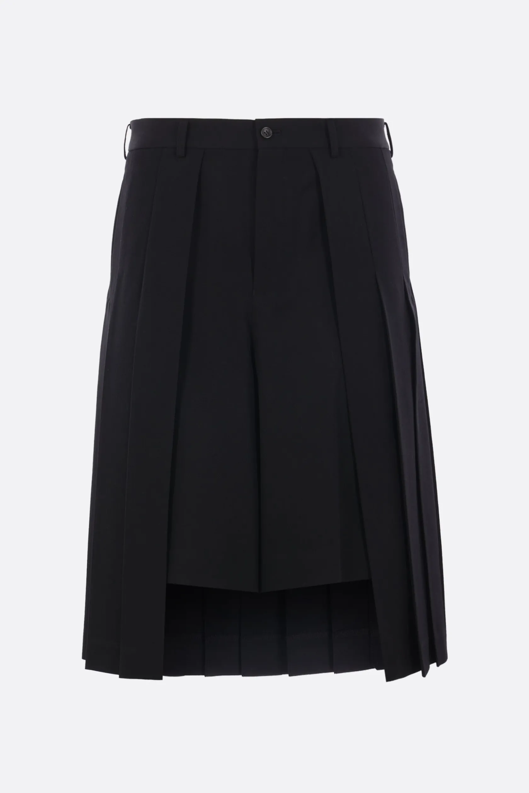 Pantaloni>COMME DES GARÇONS HOMME PLUS pantalone corto in lana plissé Nero