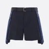 Pantaloni>SACAI pantalone corto in misto lana e denim con cintura Blu