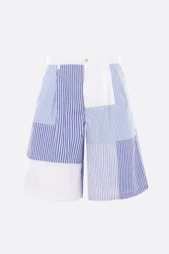 Pantaloni>COMME DES GARÇONS SHIRT pantalone corto in popeline a righe Bianco