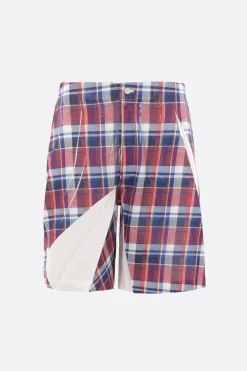 Pantaloni>COMME DES GARÇONS SHIRT pantalone corto in twill stampa check Rosso