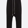Pantaloni>RICK OWENS pantalone cropped in cotone con coulisse Nero