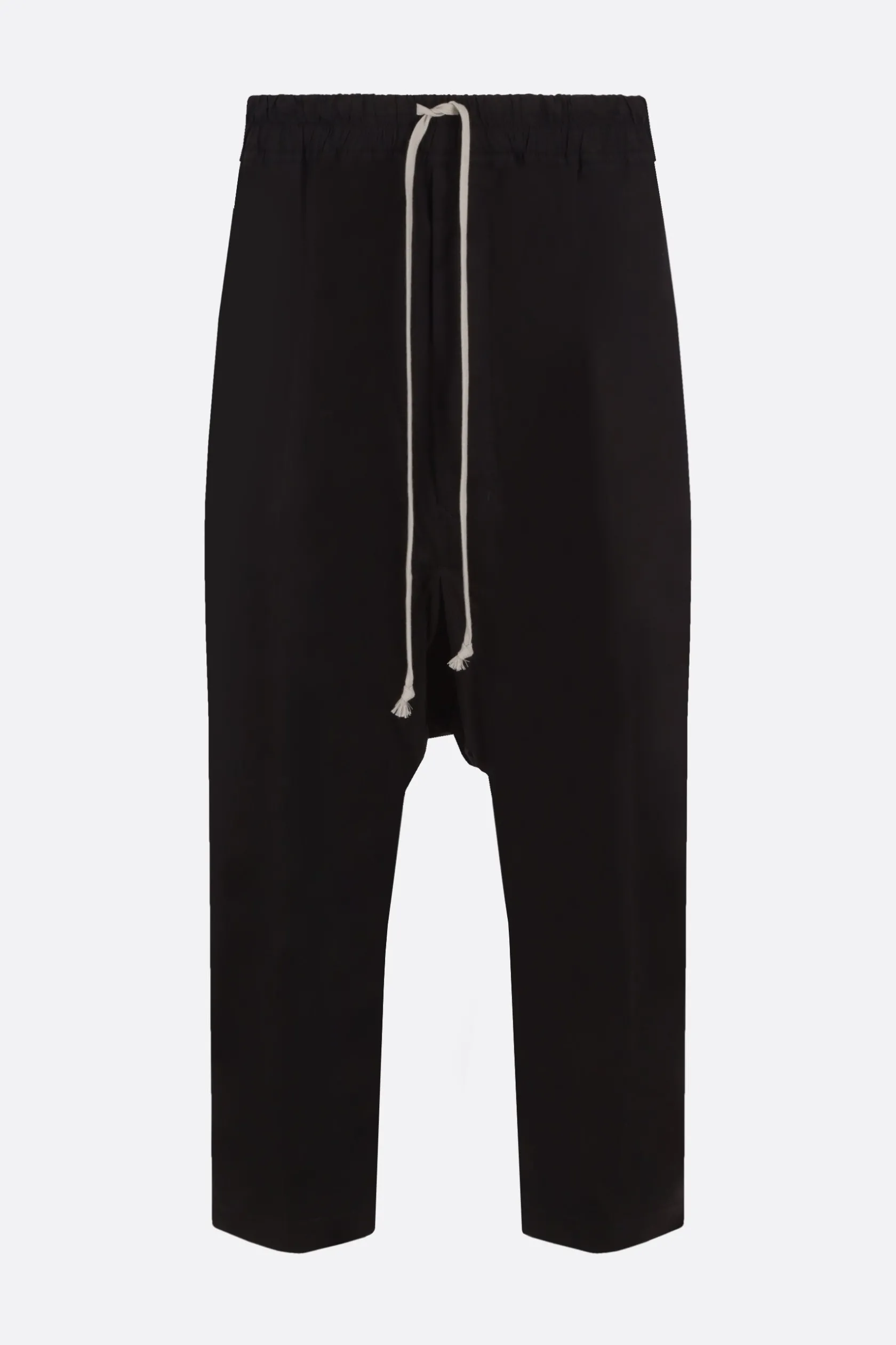 Pantaloni>RICK OWENS pantalone cropped in cotone con coulisse Nero