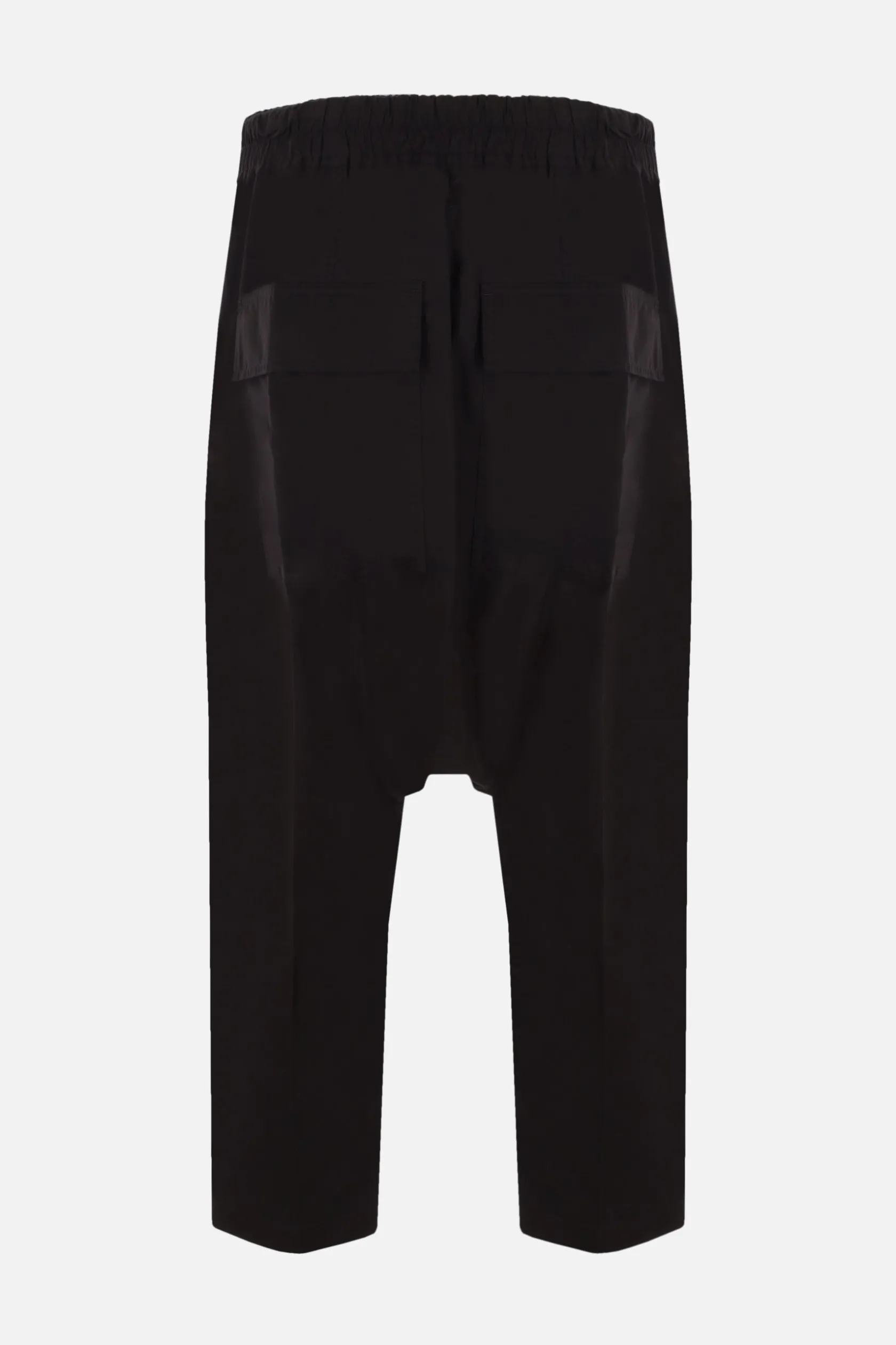 Pantaloni>RICK OWENS pantalone cropped in cotone con coulisse Nero