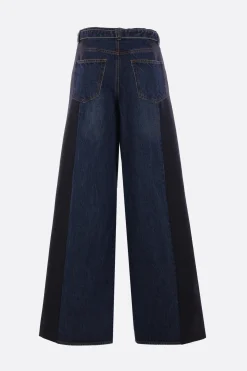 Pantaloni>SACAI pantalone in denim e cady con cintura Blu