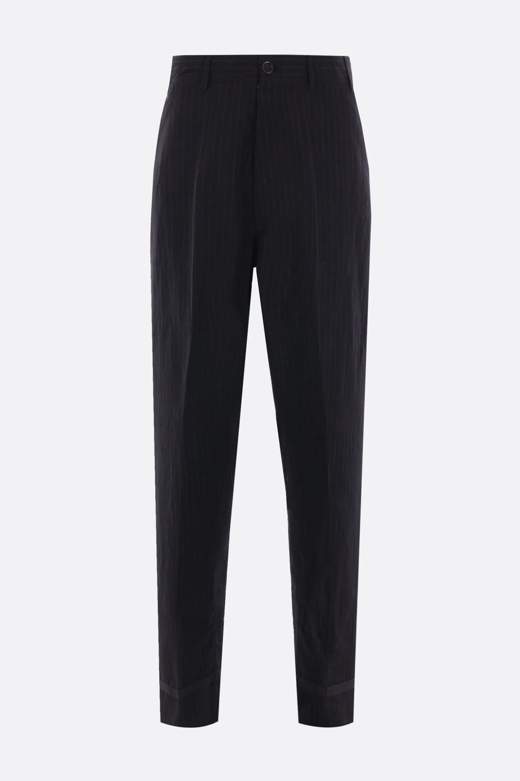 Pantaloni>MAISON MARGIELA pantalone in lino e lana gessato Nero