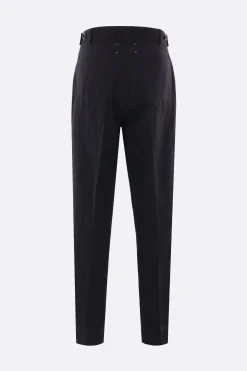 Pantaloni>MAISON MARGIELA pantalone in lino e lana gessato Nero