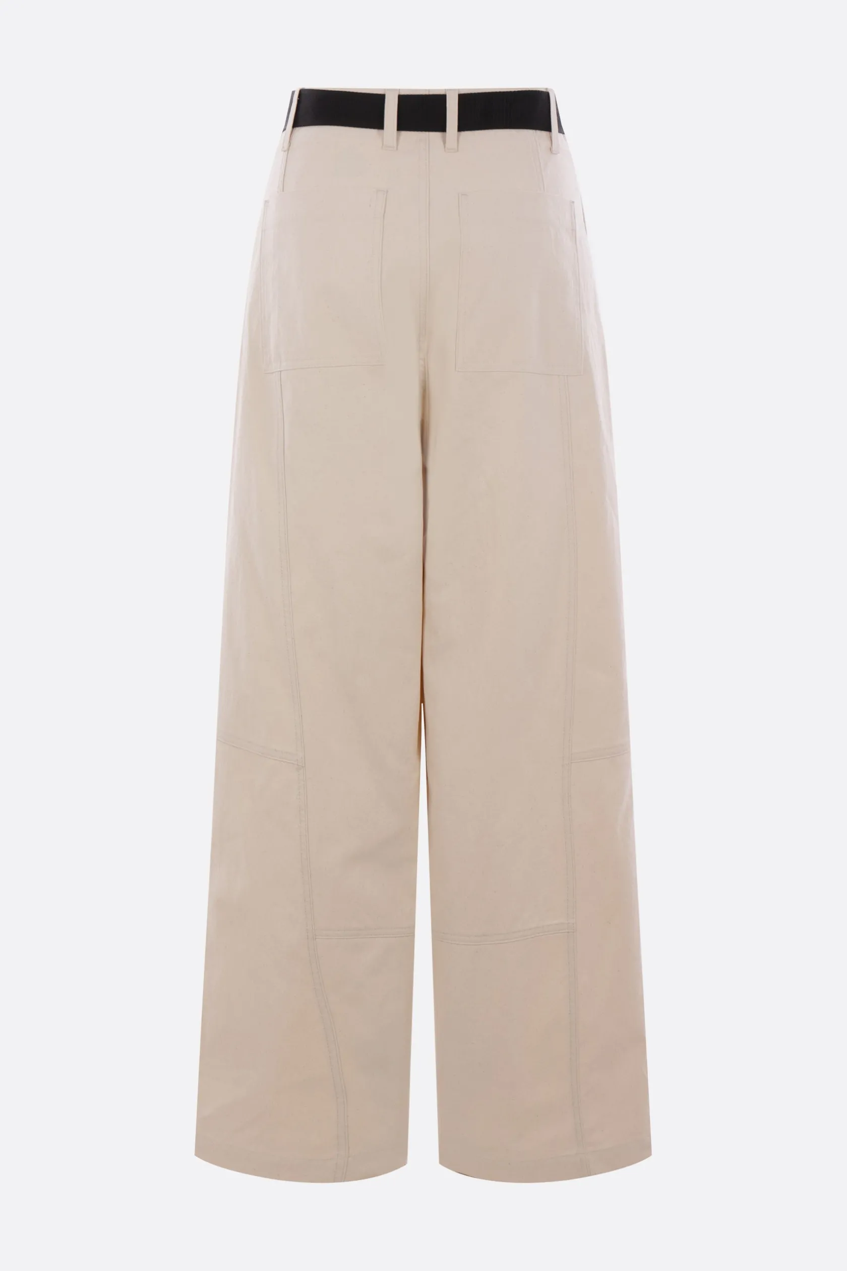 Pantaloni>PLAN C pantalone oversize in canvas con cintura Bianco