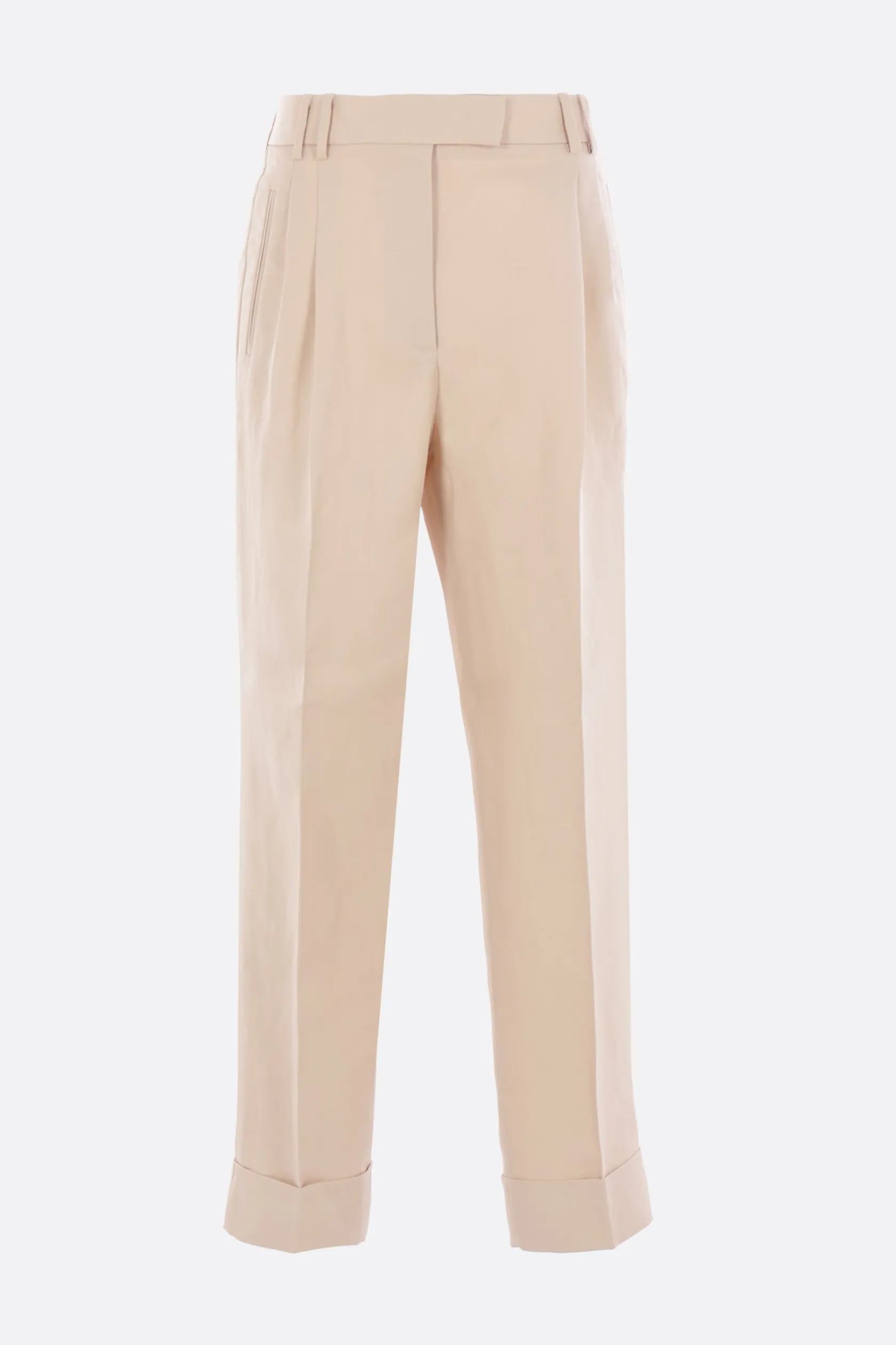 Pantaloni>ALBERTO BIANI pantalone slim-fit in lino e viscosa Neutro