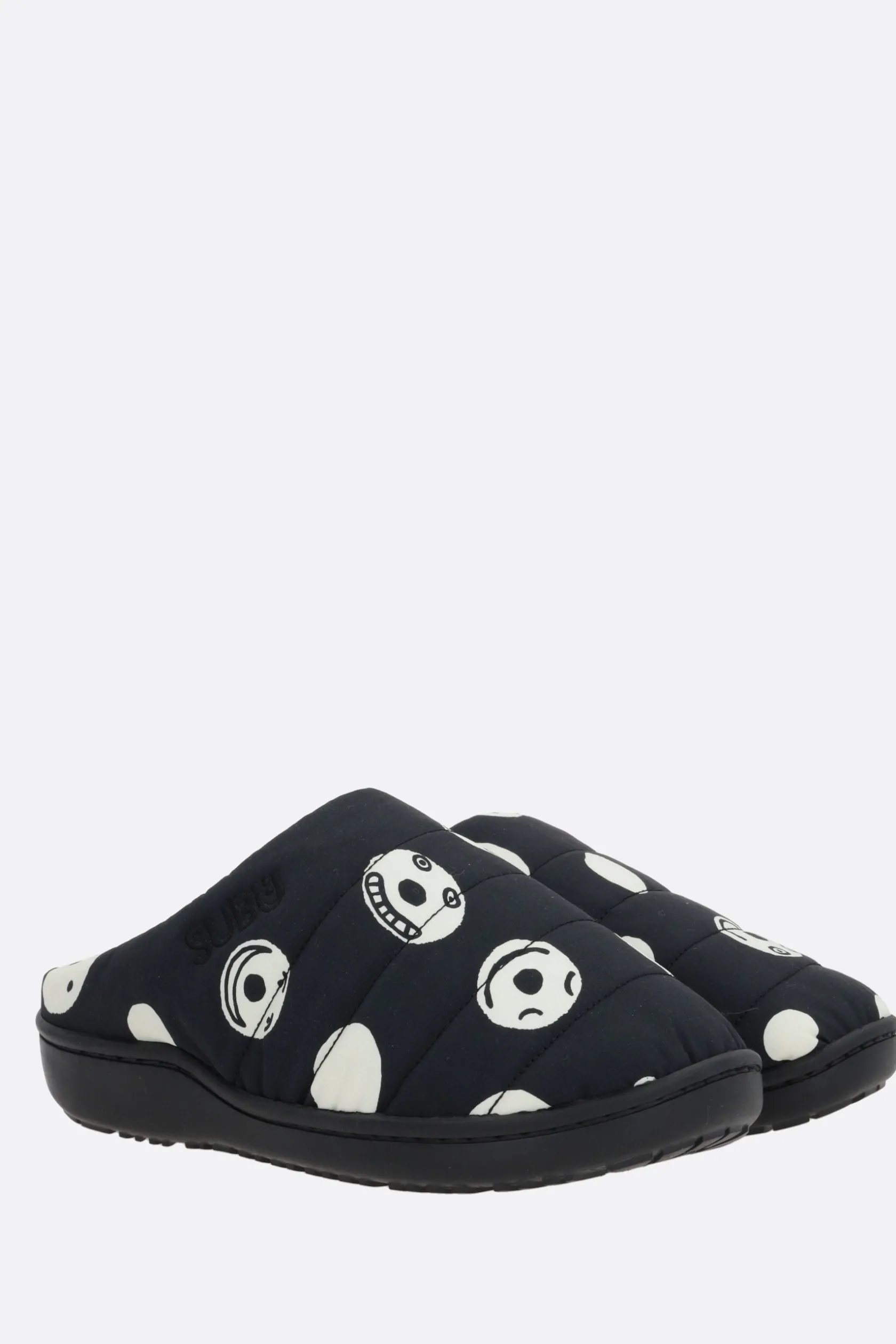 Sandali Flat>SUBU X 10 CORSO COMO pantofola in nylon matelassé stampa Smile Nero