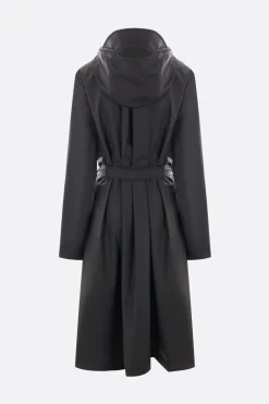 Capispalla>RAINS X 10 CORSO COMO parka A-line in nylon resinato con cintura Nero