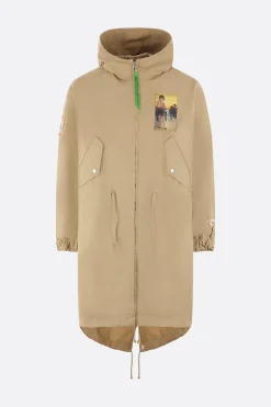 Capispalla>UNDERCOVER parka imbottito in canvas con patch Twin Peaks Neutro