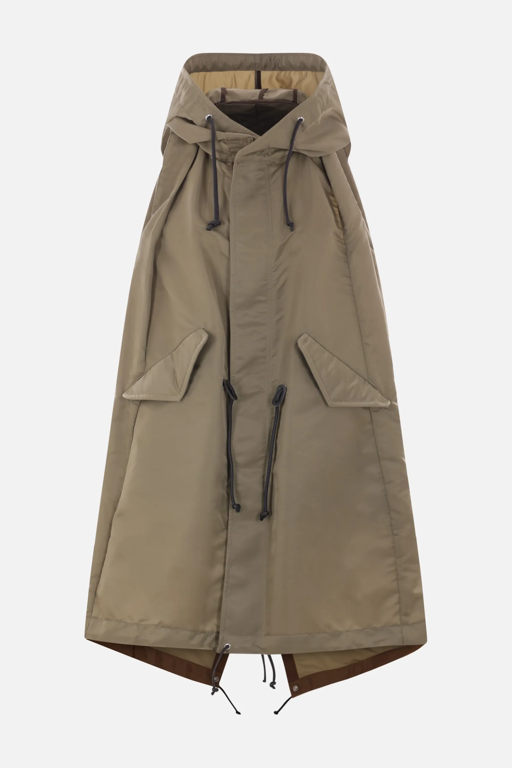 Capispalla>SACAI parka smanicato in twill di nylon Neutro
