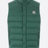 Capispalla>MONCLER piumino smanicato Barthe in nylon Verde