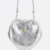 Borse A Mano>VIVIENNE WESTWOOD pochette Belle Heart in pelle metallizzata Argento