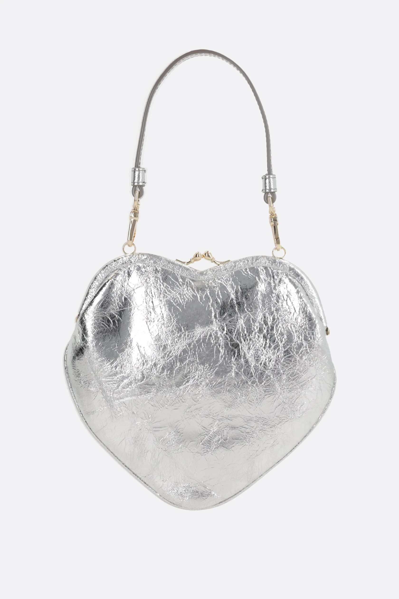 Borse A Mano>VIVIENNE WESTWOOD pochette Belle Heart in pelle metallizzata Argento
