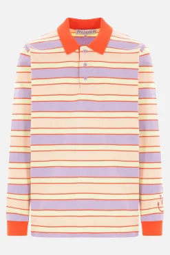Topwear>JW ANDERSON polo a maniche lunghe in jersey a righe Rosa