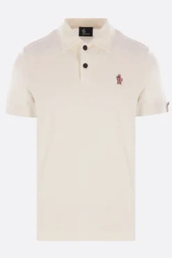 Topwear>MONCLER GRENOBLE polo in piquet patch logo Bianco