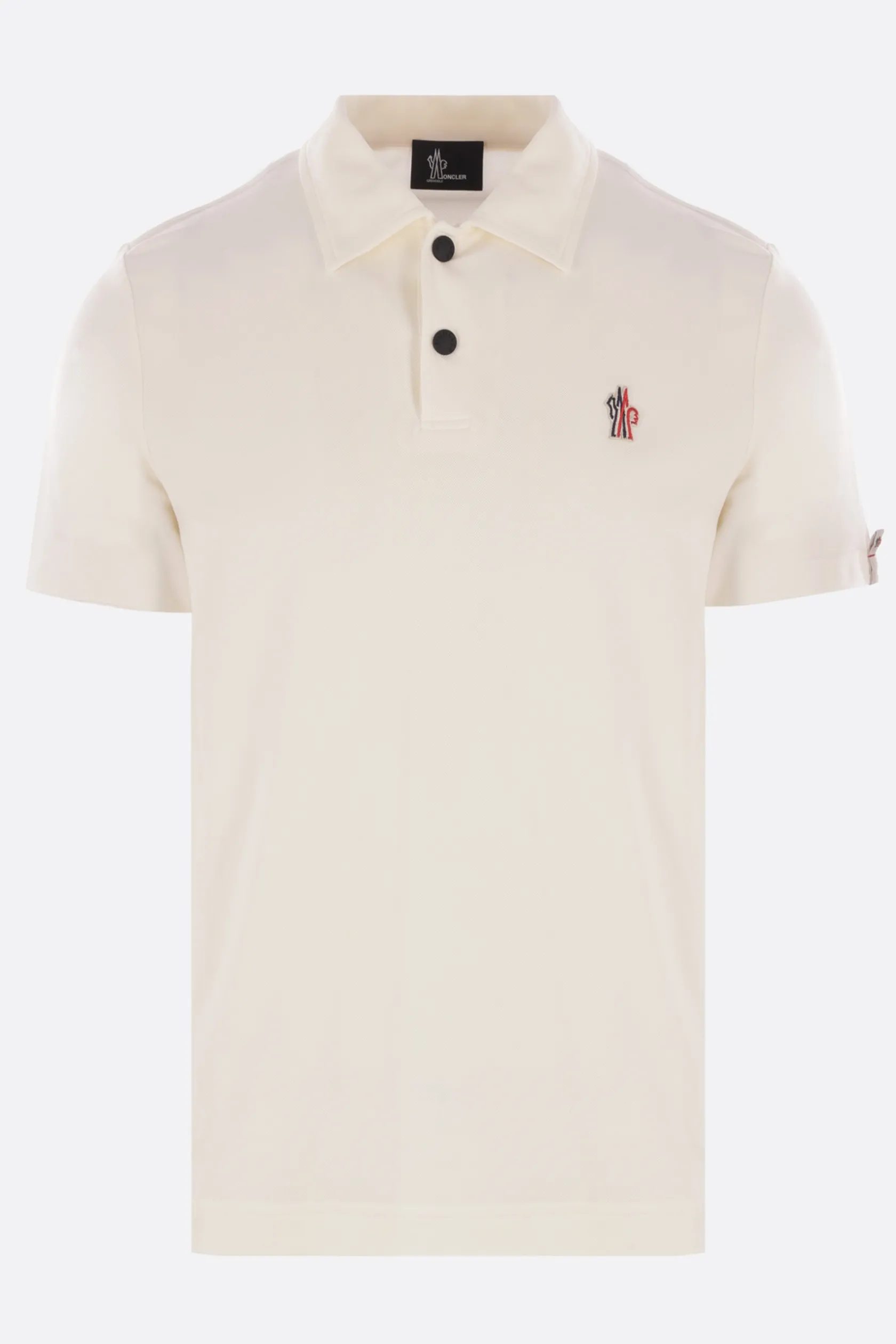 Topwear>MONCLER GRENOBLE polo in piquet patch logo Bianco