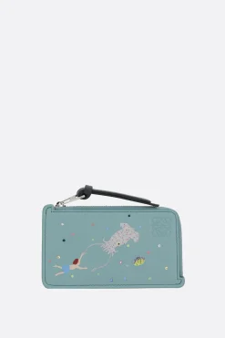 Piccola Pelletteria>LOEWE porta carte con zip Deep Sea in nappa Blu