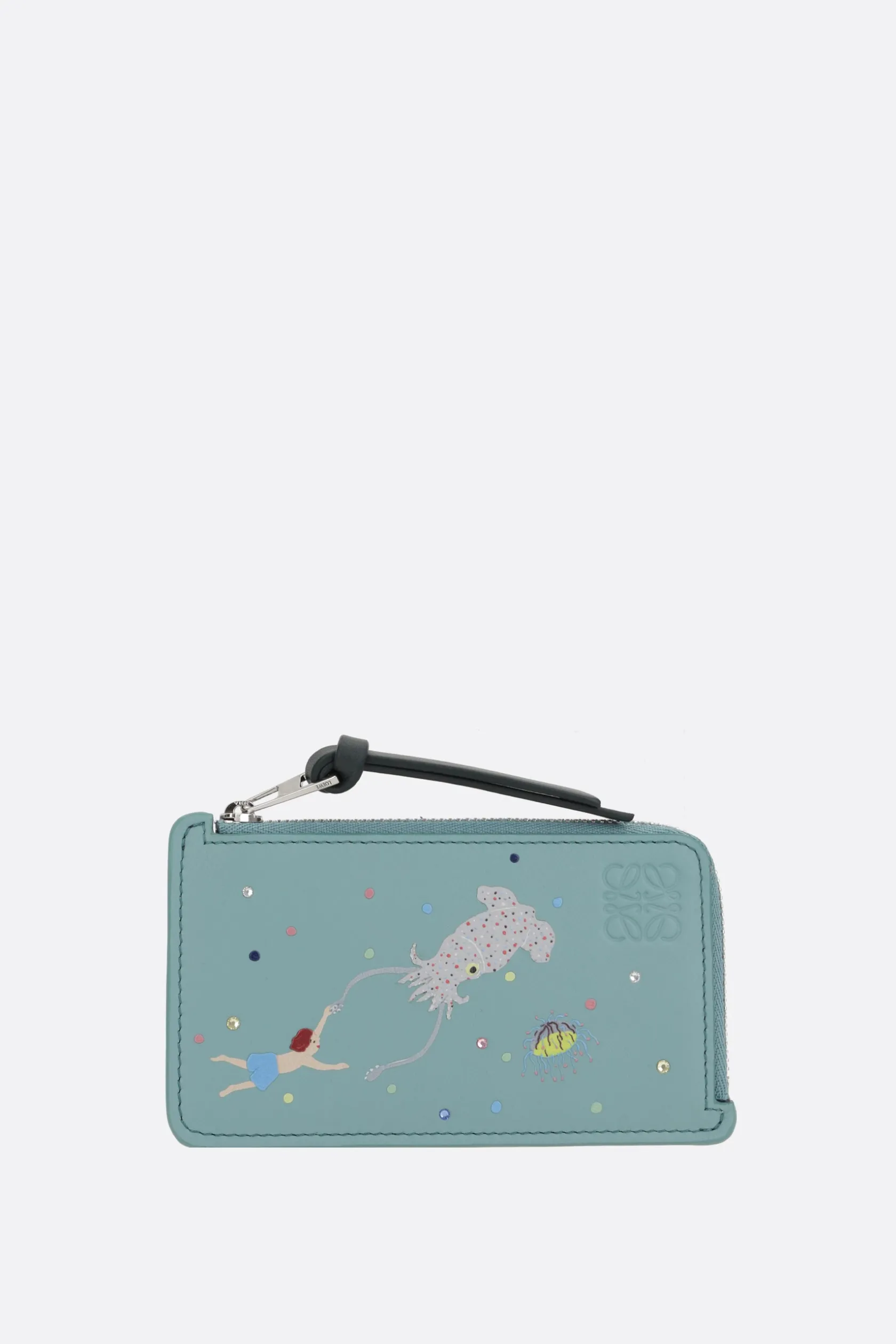 Piccola Pelletteria>LOEWE porta carte con zip Deep Sea in nappa Blu