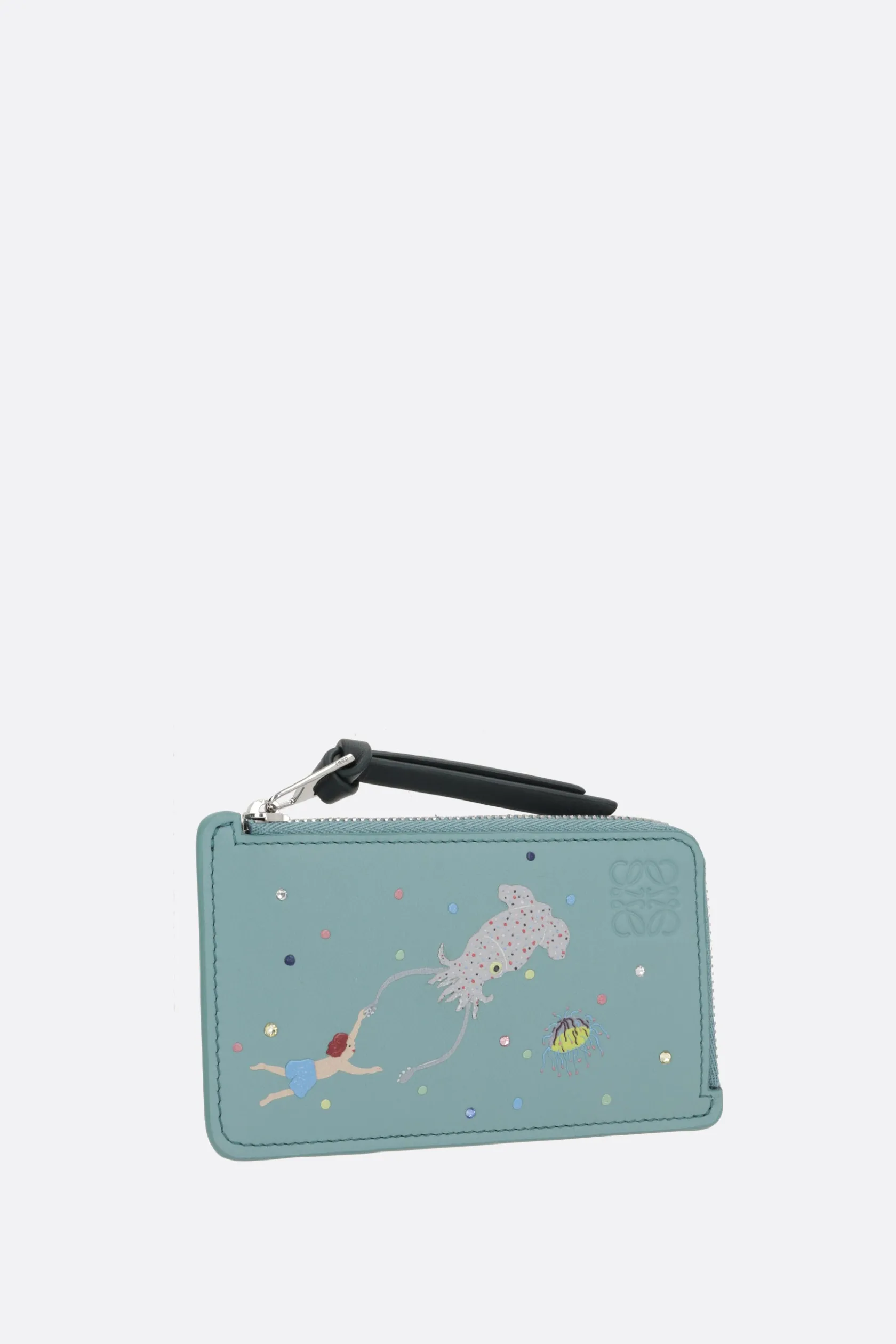 Piccola Pelletteria>LOEWE porta carte con zip Deep Sea in nappa Blu