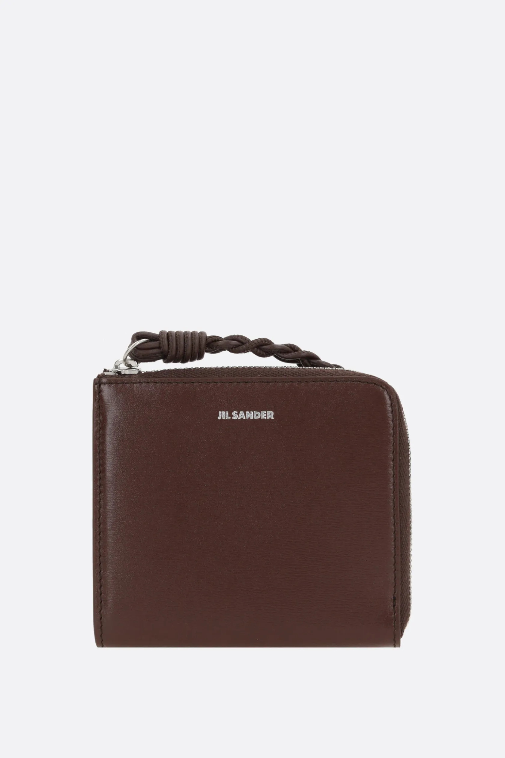 Piccola Pelletteria>JIL SANDER porta carte half-zip in pelle liscia Marrone