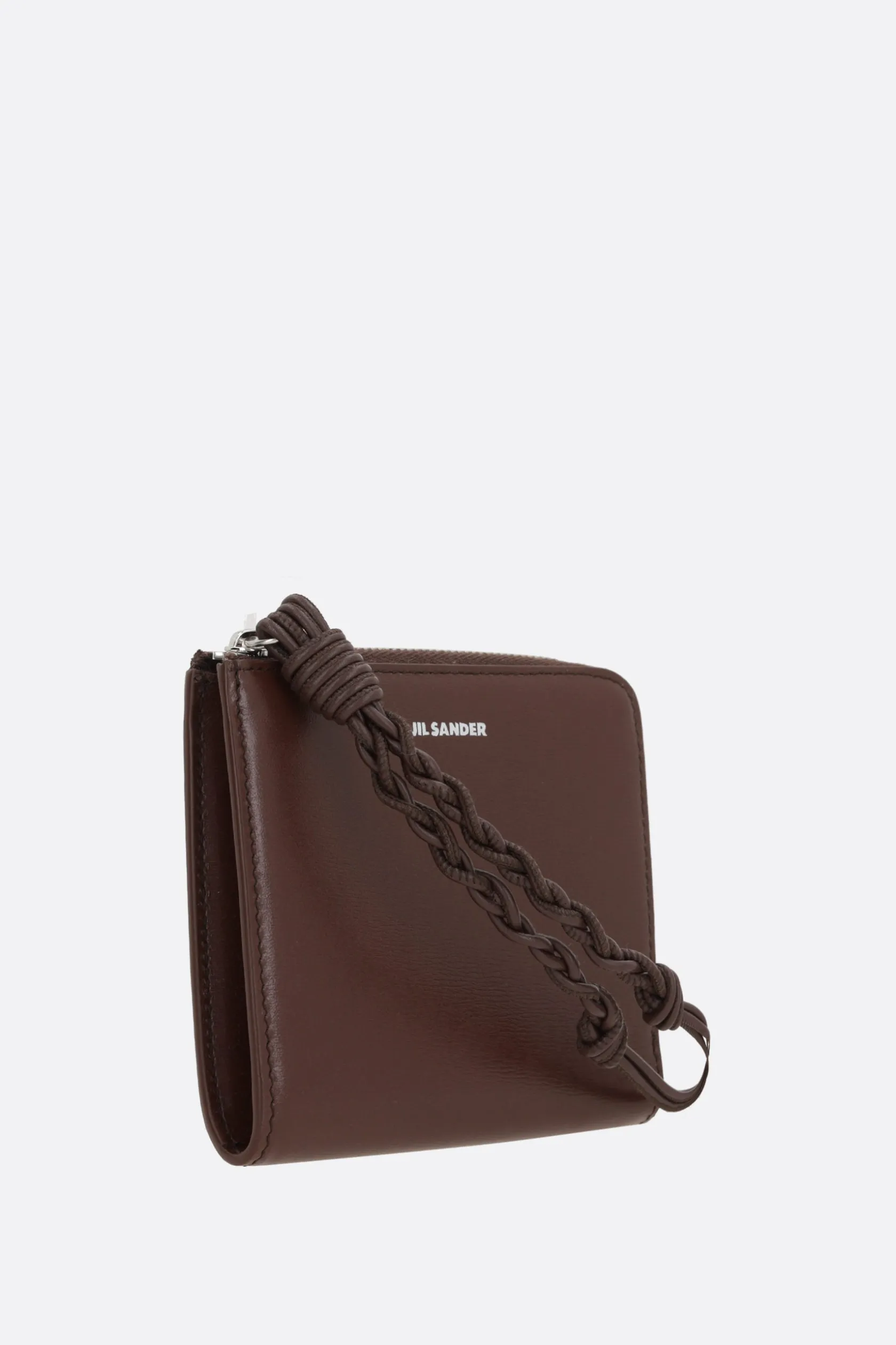 Piccola Pelletteria>JIL SANDER porta carte half-zip in pelle liscia Marrone