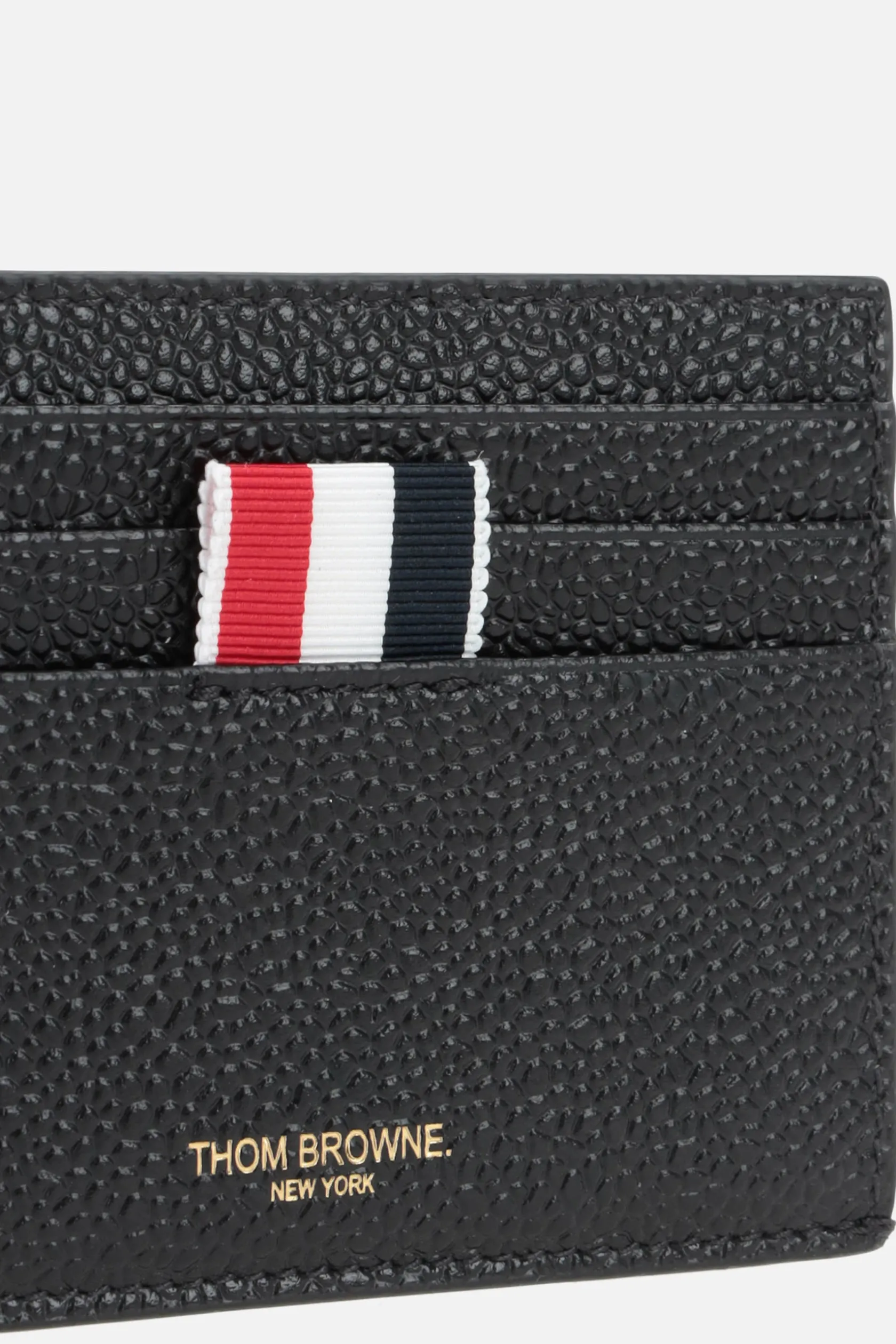 Piccola Pelletteria>THOM BROWNE porta carte in pelle Pebble Grain Nero