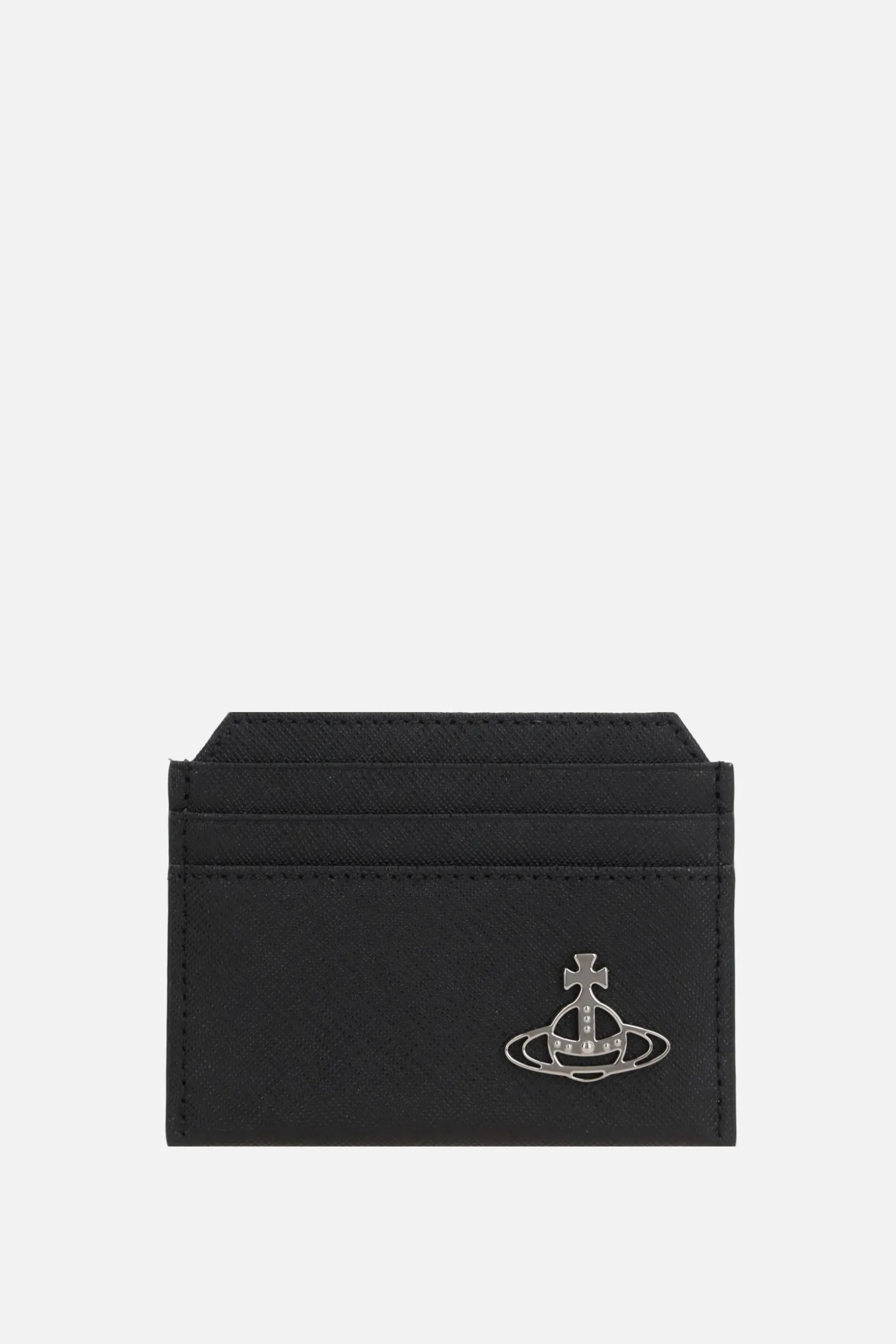 Piccola Pelletteria>VIVIENNE WESTWOOD porta carte in pelle saffiano Nero