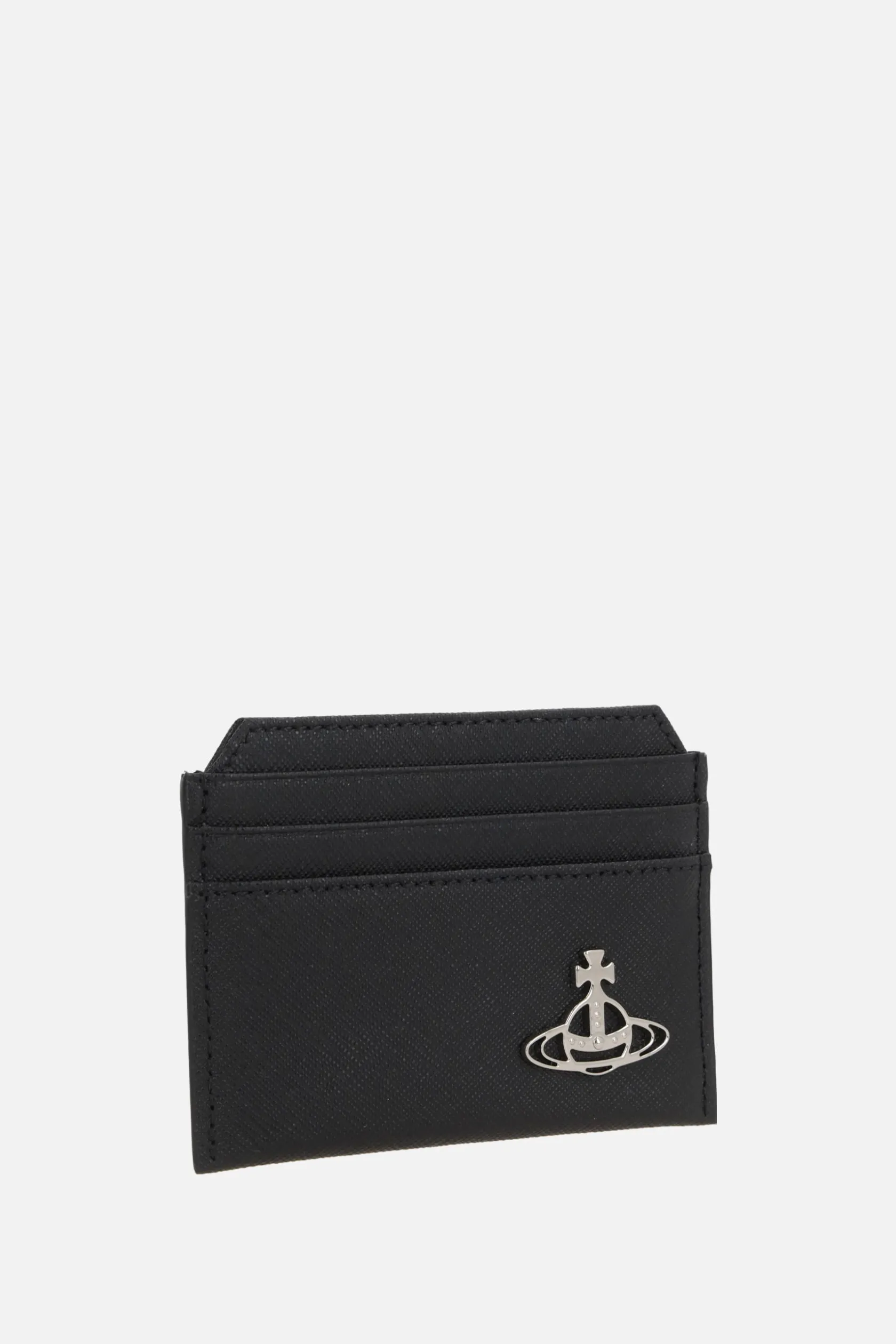 Piccola Pelletteria>VIVIENNE WESTWOOD porta carte in pelle saffiano Nero
