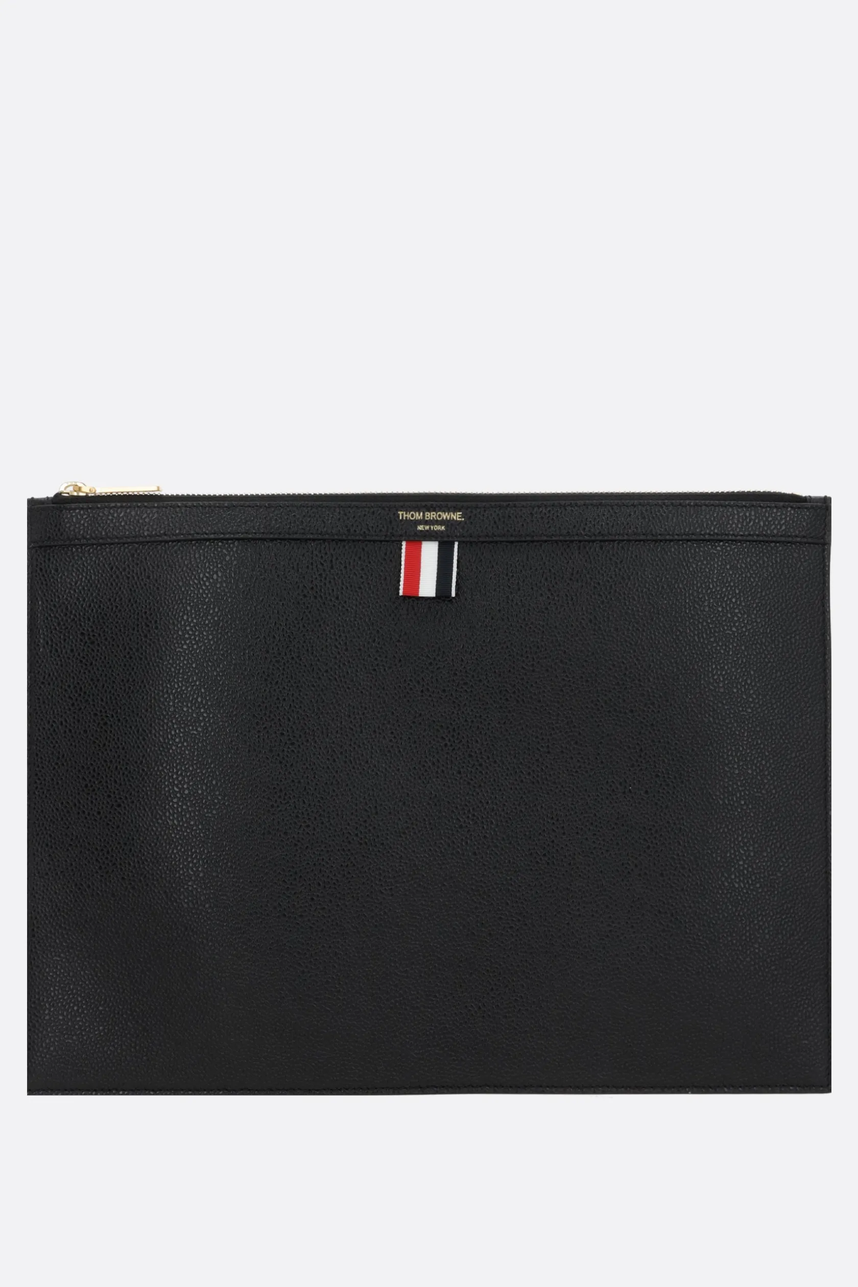 Borse A Mano>THOM BROWNE porta documenti medio in pelle Pebble Grain Nero