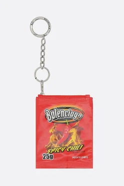 Piccola Pelletteria>BALENCIAGA portachiavi Chips in pelle lucida Rosso