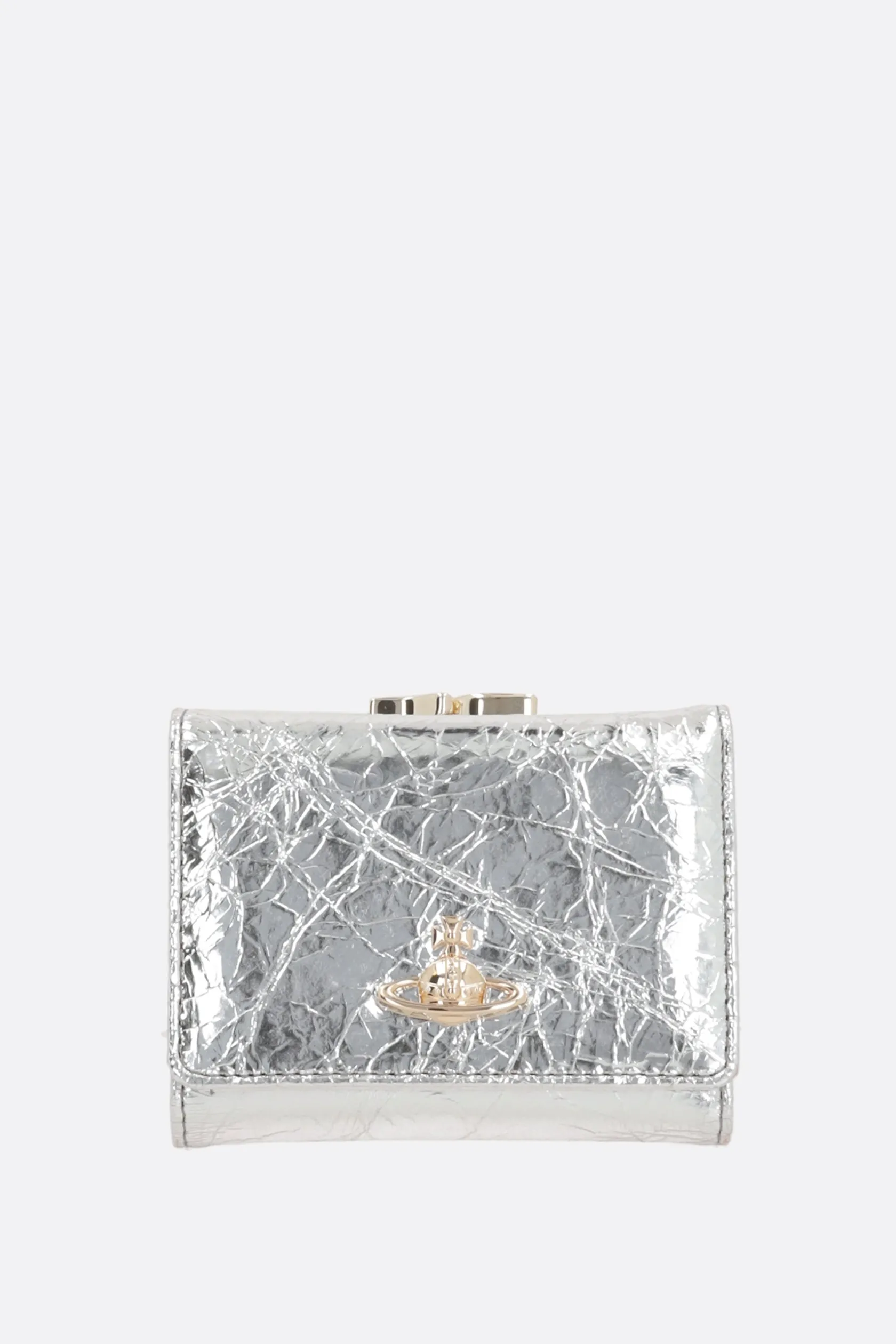 Portafogli>VIVIENNE WESTWOOD portafogli Frame small in pelle laminata crinkled Argento