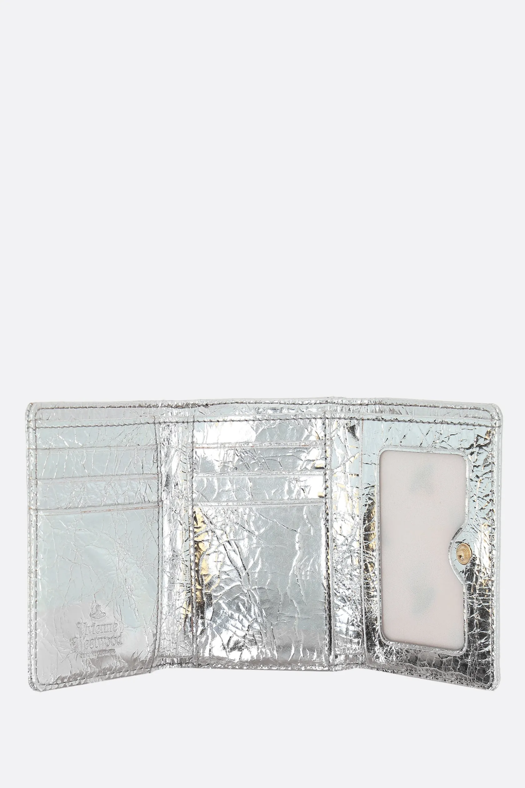 Portafogli>VIVIENNE WESTWOOD portafogli Frame small in pelle laminata crinkled Argento