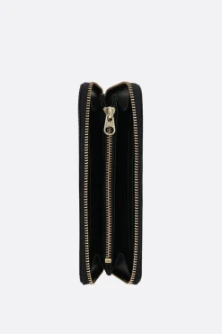 Portafogli>COMME DES GARÇONS WALLET portafogli zip-around in pelle liscia stampa logo Nero