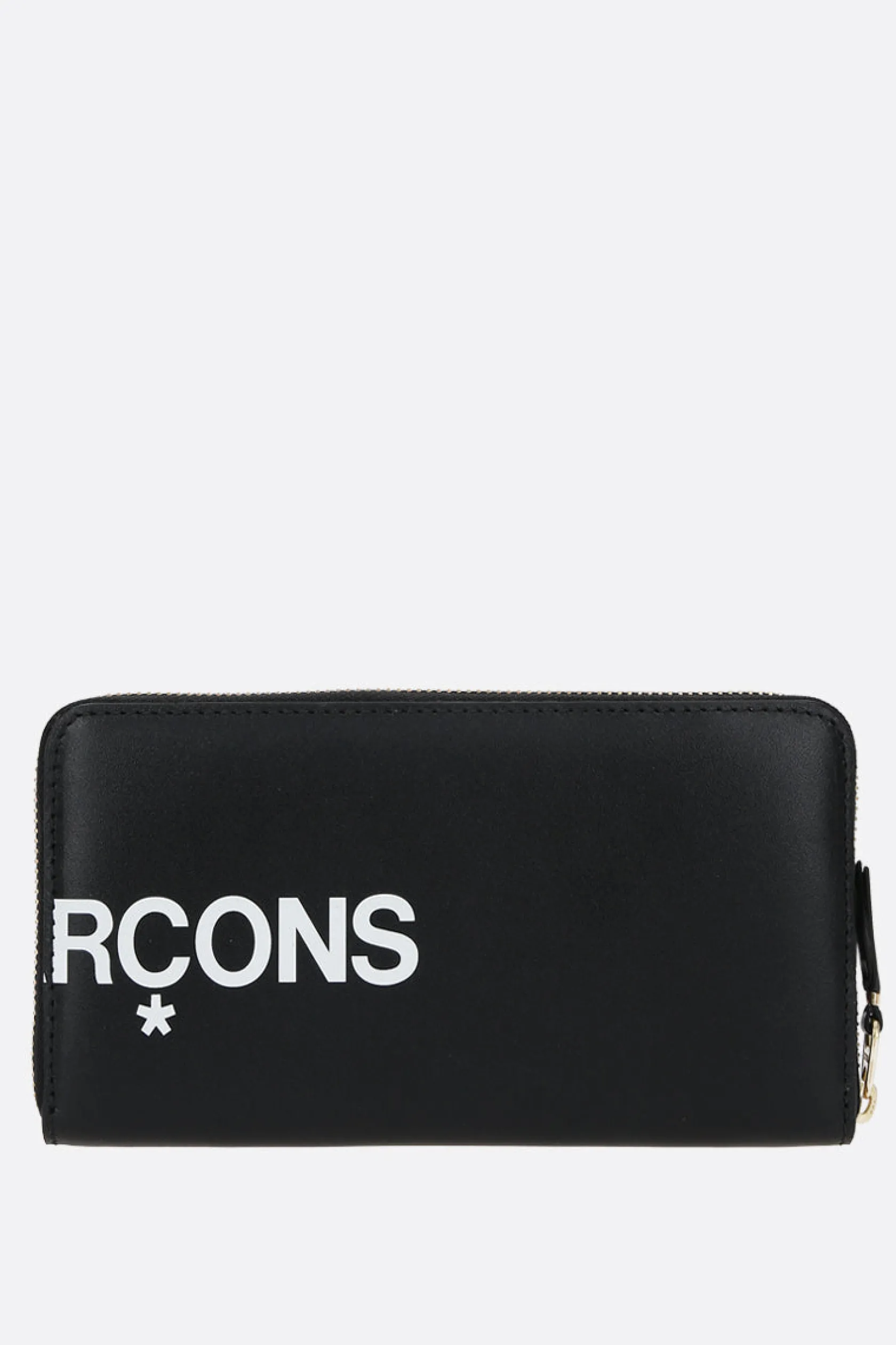 Portafogli>COMME DES GARÇONS WALLET portafogli zip-around in pelle liscia stampa logo Nero