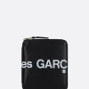 Portafogli>COMME DES GARÇONS WALLET portafogli zip-around small in pelle liscia stampa logo Nero