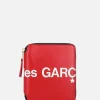 Portafogli>COMME DES GARÇONS WALLET portafogli zip-around small in pelle liscia stampa logo Rosso