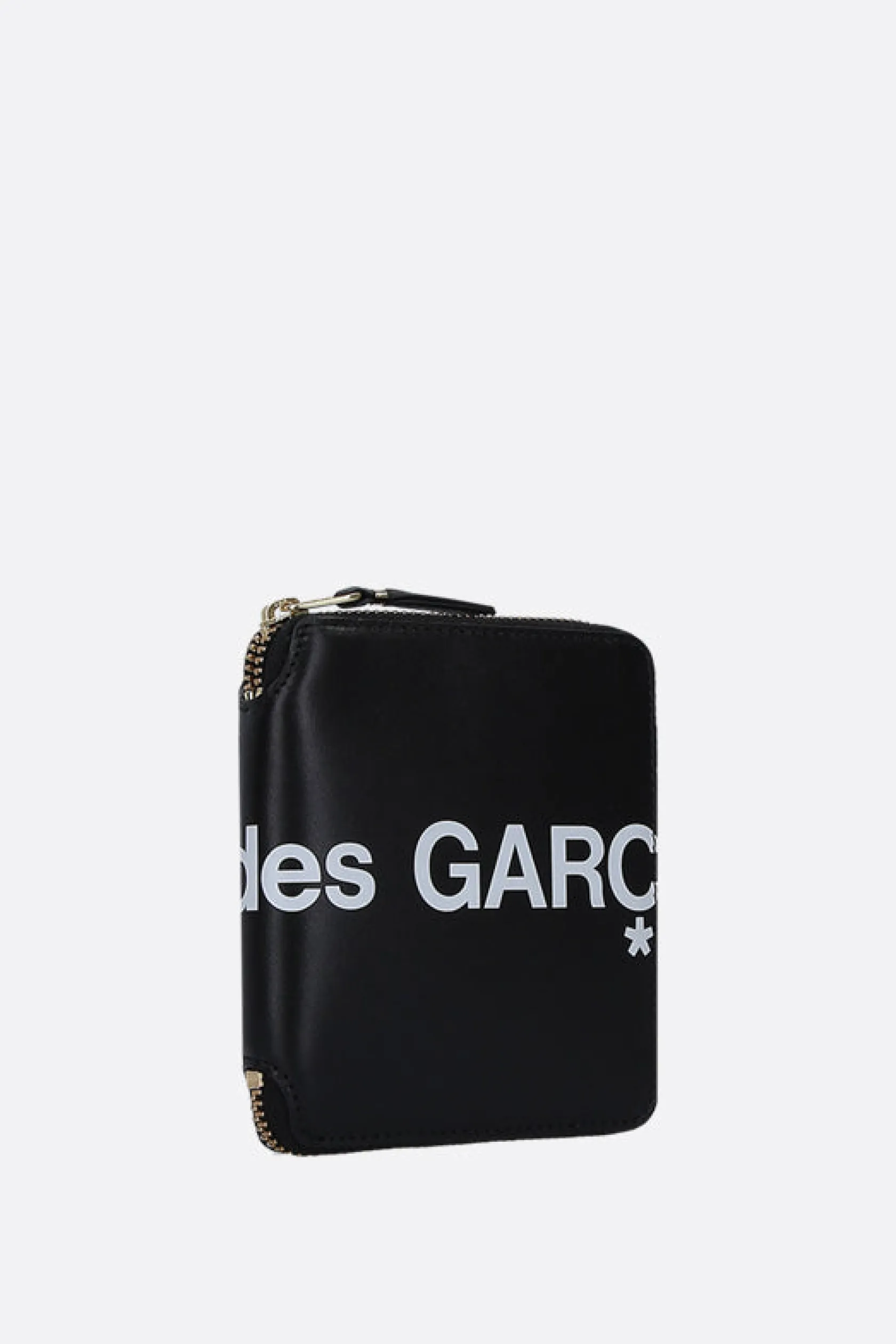 Portafogli>COMME DES GARÇONS WALLET portafogli zip-around small in pelle liscia stampa logo Nero