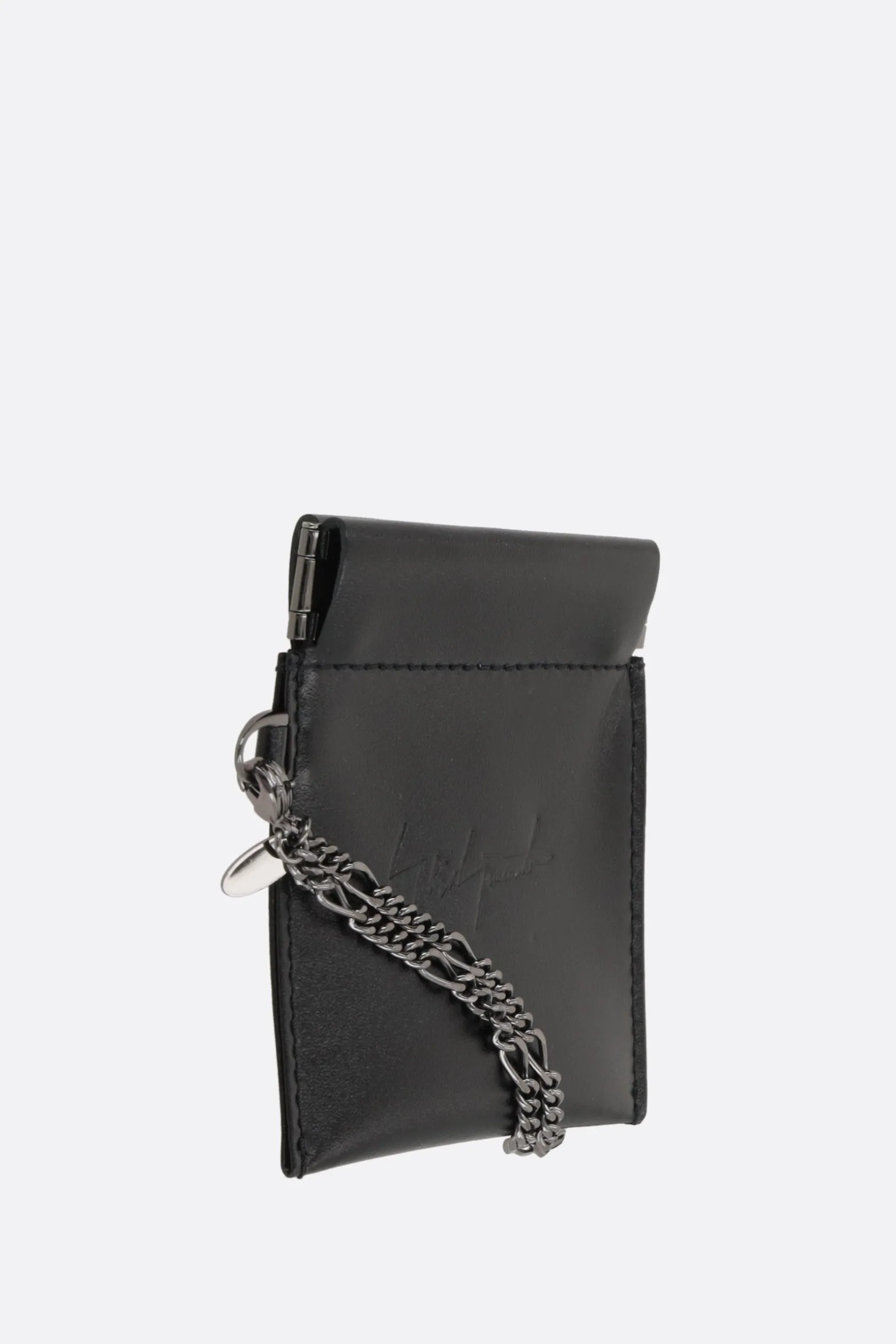 Piccola Pelletteria>DISCORD YOHJI YAMAMOTO portamonete in pelle liscia con catena Nero