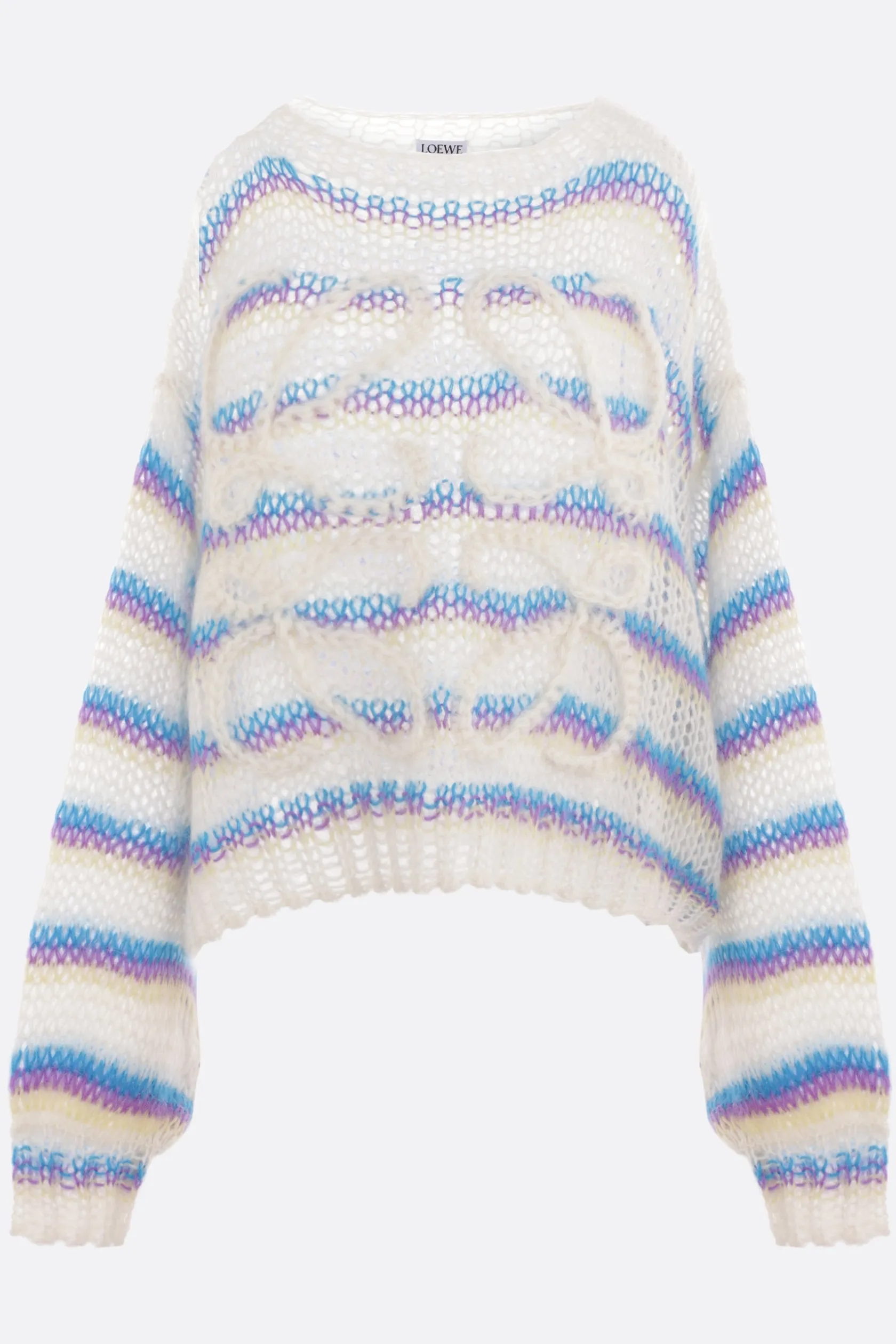 Topwear>LOEWE pullover Anagram in misto mohair Bianco